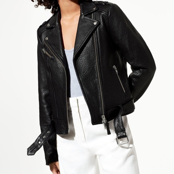 Aritzia Mackage Rumer Pebbled Real Leather Jacket Black - Picture 8 of 8